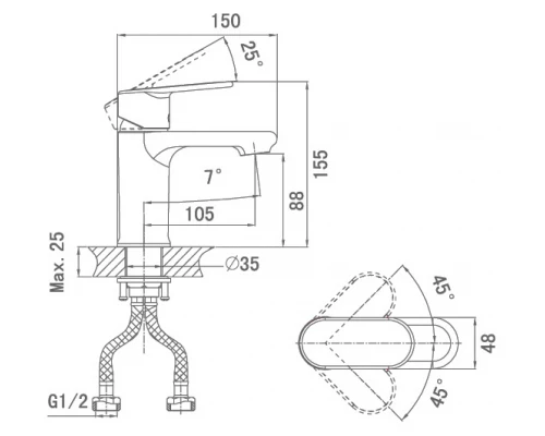 Смеситель D&K Speyer Rhein DA1312101 для раковины
