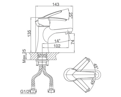 Смеситель D&K Valerius Rhein DA1362141 для раковины