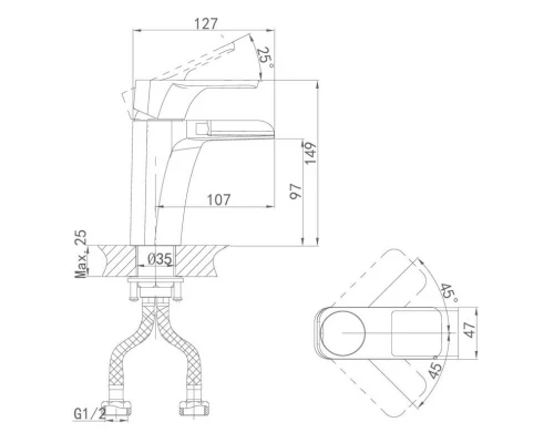 Смеситель D&K Berlin Technische DA1432815 для раковины, черный