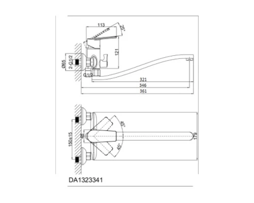 Смеситель D&K Rhein Lessing DA1323341 для ванны и душа