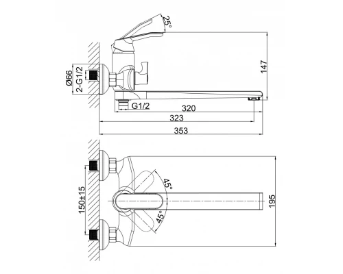 Смеситель D&K Venice Rialto DA1063301 для ванны