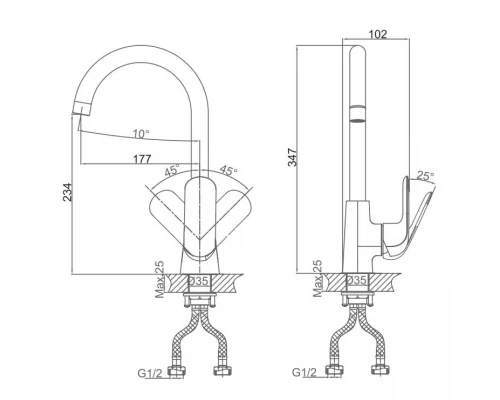 Смеситель D&K Venice Gondola DA1022418 для кухни, черный