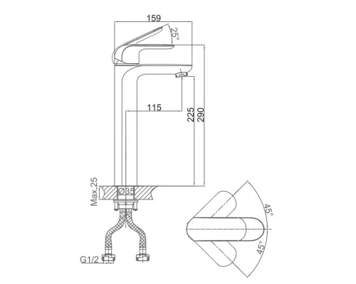 Смеситель D&K Venice Gondola DA1022018 для раковины, черный