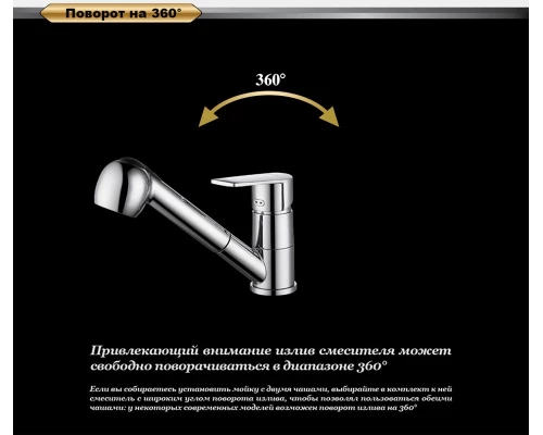 Смеситель D&K Lessing Rhein DA1322501 для кухонной мойки, с вытяжным душем