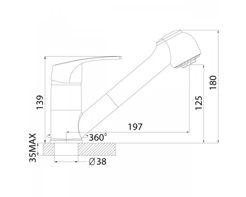Смеситель D&K Mosel Rhein DA1262501 для кухонной мойки, с вытяжным душем