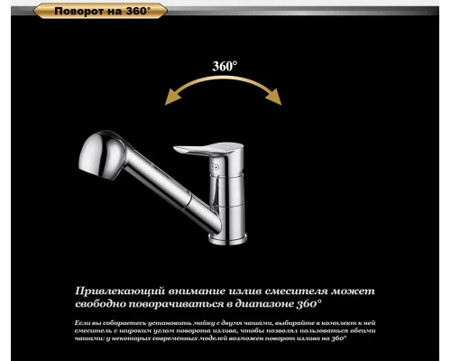 Смеситель D&K Mosel Rhein DA1262501 для кухонной мойки, с вытяжным душем
