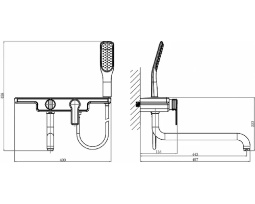 Смеситель D&K Berlin Kunste для ванны и душа, оранжевый/хром, DA1453313