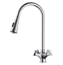 Смеситель D&K Hessen Grimm DA1382501 для кухонной мойки с выдвижным изливом, хром