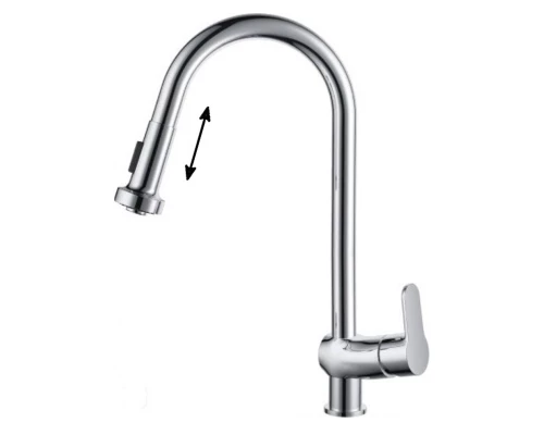 Смеситель D&K Rhein Marx DA1392501 для кухонной мойки с выдвижным изливом, хром