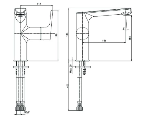 Смеситель E.C.A Luna 102108955EX для раковины