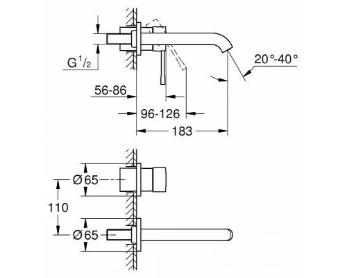 Смеситель для раковины Grohe Essence 19408001 настенный встраиваемый