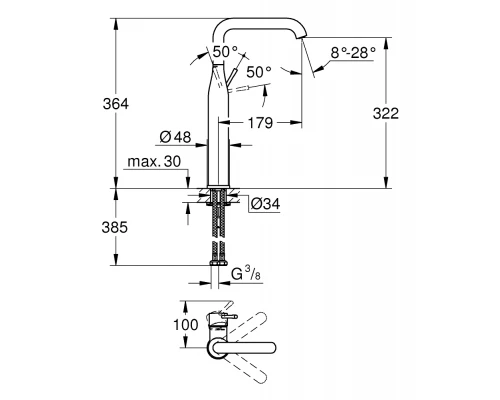 Смеситель Grohe Essence New 32901001 для раковины, хром