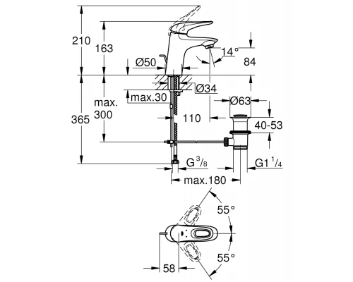 Смеситель Grohe Eurostyle New 33558LS3 для раковины, белый