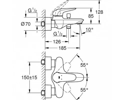 Смеситель Grohe Eurostyle New для ванны 23726003