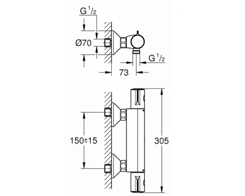Термостат Grohe Grohtherm 800 34558000 для душа с подключением шланга
