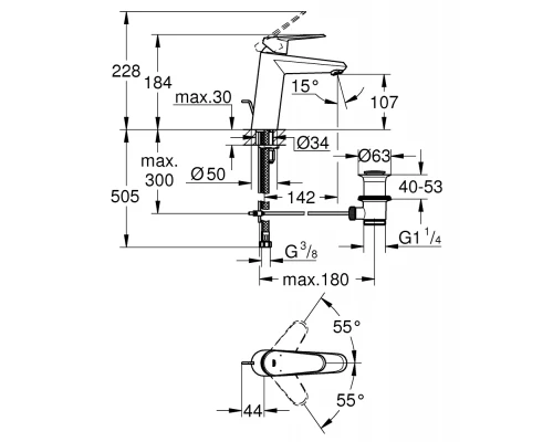 Смеситель Grohe Eurodisc Cosmopolitan 23448002 для раковины