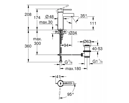 Смеситель для раковины Grohe Essence+ 23379001, с донным клапаном, хром