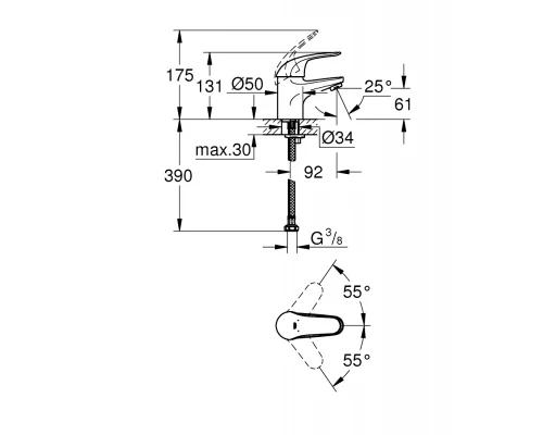 Смеситель Grohe Euroeco 32734000 для раковины