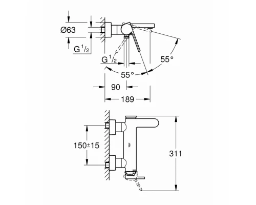 Смеситель Grohe Plus 33553003 для ванны
