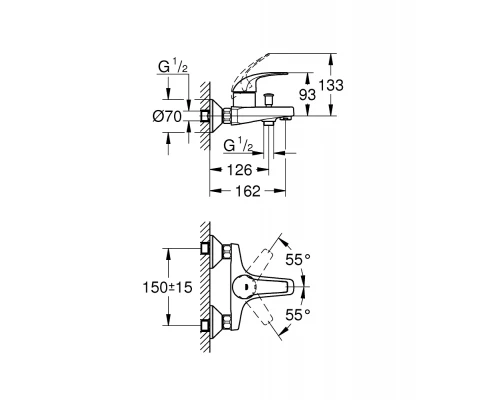 Смеситель Grohe BauCurve 23599000 для ванны и душа