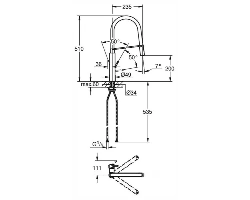 Смеситель Grohe Concetto New 31491000 для кухонной мойки, черный