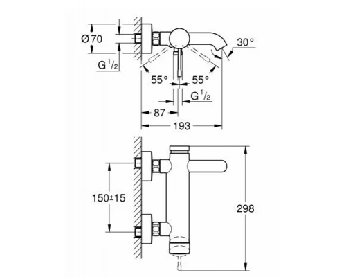 Смеситель Grohe Essence New 33624GL1 для ванны и душа, холодный рассвет глянец