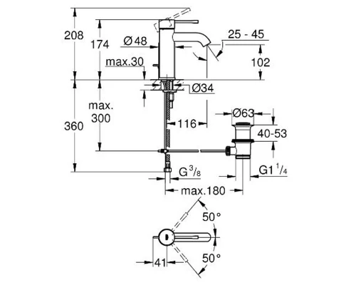 Смеситель для раковины Grohe Essence New 23589GL1, с донным клапаном, холодный рассвет глянец