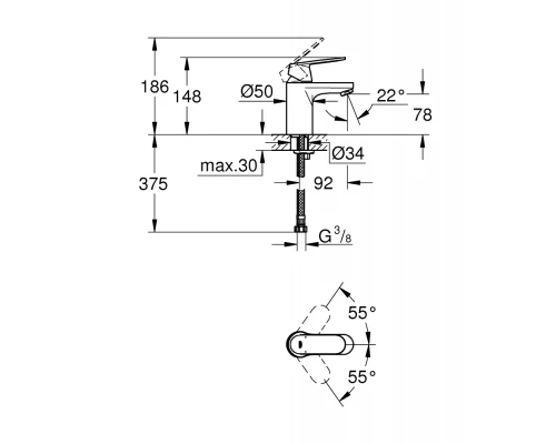 Смеситель для раковины Grohe Eurosmart Cosmopolitan 32824000