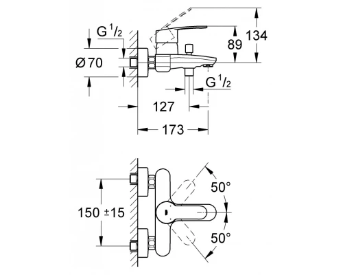 Смеситель Grohe Eurostyle Cosmopolitan 33591002 для ванны/душа