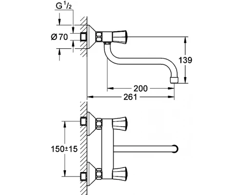 Смеситель Grohe Costa L 31187001 настенный для кухни