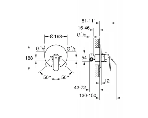 Смеситель для душа Grohe Eurosmart Cosmopolitan 32880000 в сборе