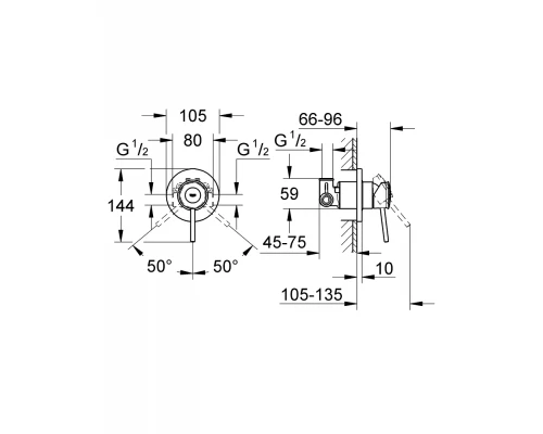 Смеситель Grohe BauClassic 29048000 для душа со встроенным механизмом