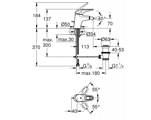 Смеситель Grohe Eurostyle 33565003 для биде, размер "S"
