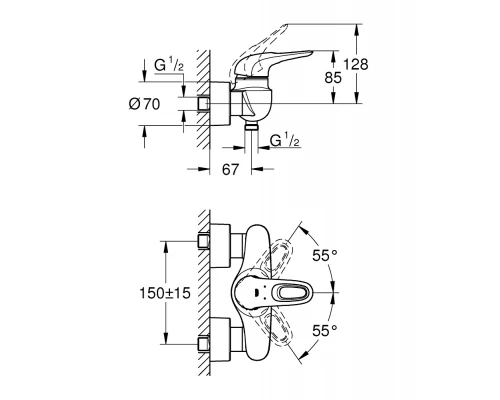 Смеситель Grohe Eurostyle 33590003 для душа