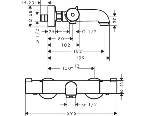 Смеситель термостатический Hansgrohe Ecostat 1001 CL, ВМ, для ванны и душа,  13201000