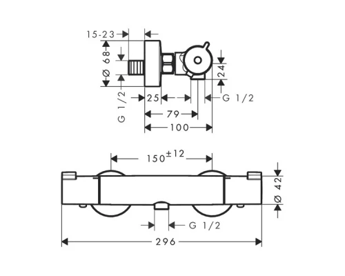 Смеситель Hansgrohe Ecostat для душа, термостатический, хром, 13211000