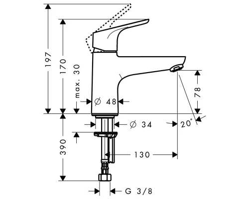Смеситель Hansgrohe Focus Monotrou 31931000 для ванны (расход воды 20 л./мин.)