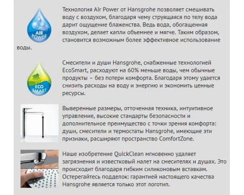 Смеситель Hansgrohe Metris, для раковины, хром, 31186000