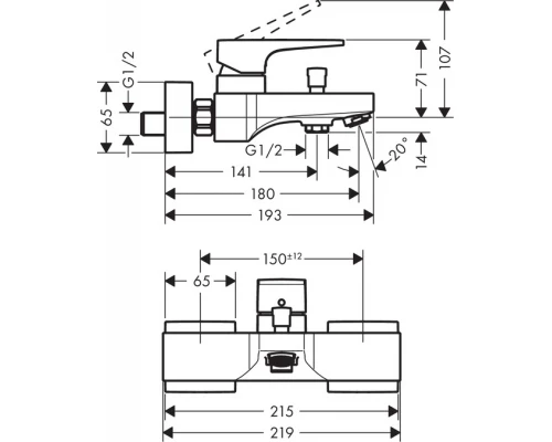 Смеситель Hansgrohe Metropol 32540000 для ванны