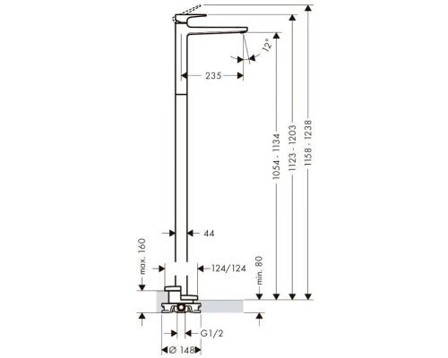 Смеситель Hansgrohe Metropol 74530000 для раковины напольный