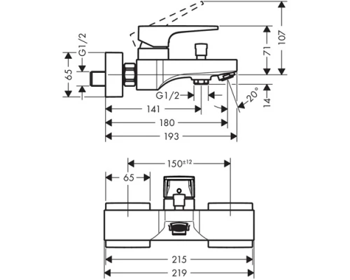 Смеситель Hansgrohe Metropol 74540000 для ванны