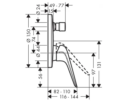 Смеситель Hansgrohe Novus для ванны и душа, хром, 71045000