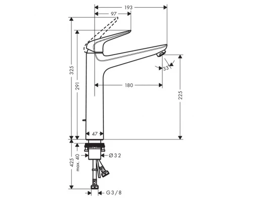 Смеситель для раковины Hansgrohe Novus 71123000, с донным клапаном
