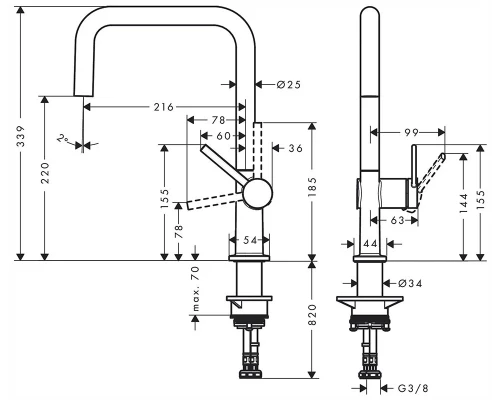 Кухонный смеситель Hansgrohe Talis M54, 72806000, хром