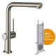 Кухонный смеситель Hansgrohe Talis M54, 72809800, с вытяжным изливом, в комплекте с коробом sBox для шланга, под сталь