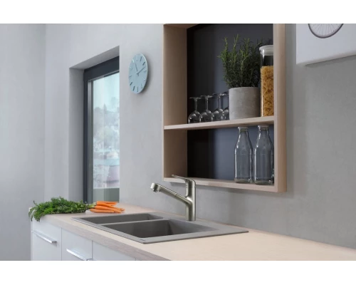 Смеситель Hansgrohe Focus M42 для кухонной мойки с выдвижным изливом, хром глянцевый, 71814000