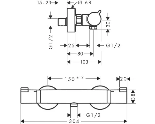 Смеситель для душа Hansgrohe Ecostat Comfort, термостатический, черный матовый, 13116670