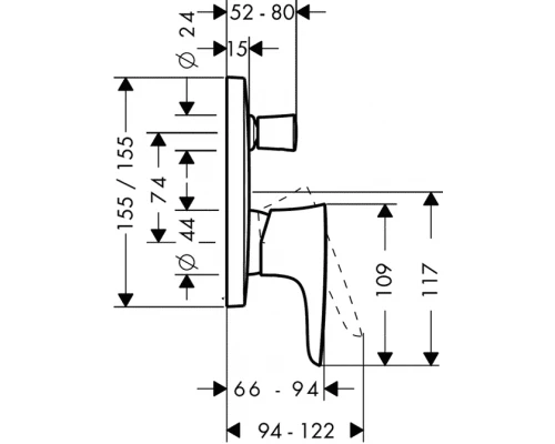 Смеситель Hansgrohe PuraVida для ванны и душа , белый/хром, 15445400