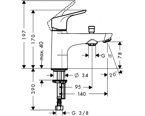 Смеситель Hansgrohe Focus Monofrou 31930000 для ванны и душа