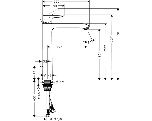 Смеситель для раковины Hansgrohe Metris 31082000, д/к, высокий